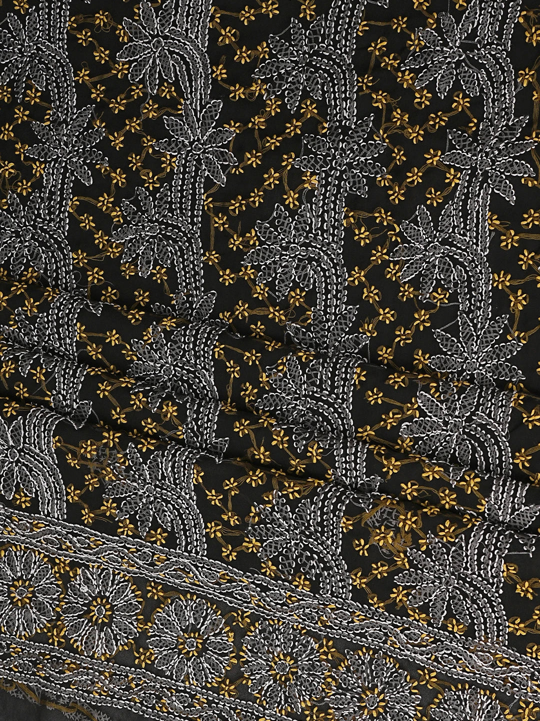 Ada Hand Embroidered Black Georgette Lucknowi Chikankari Unstitched Suit Piece 01A872270