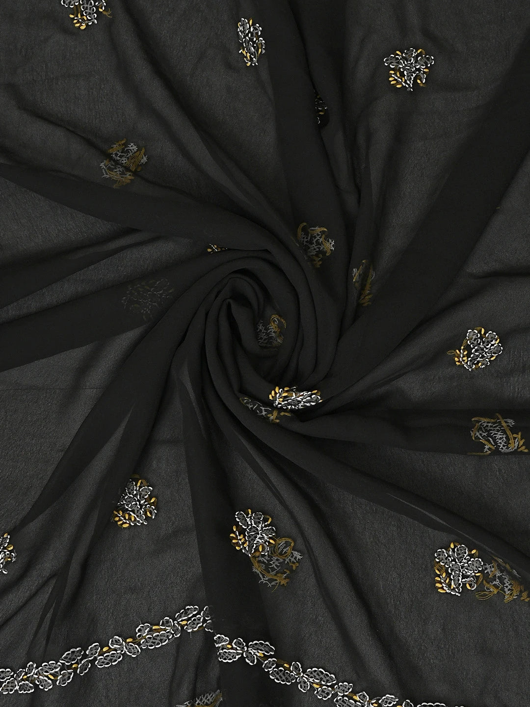 Ada Hand Embroidered Black Georgette Lucknowi Chikankari Unstitched Suit Piece 01A872270