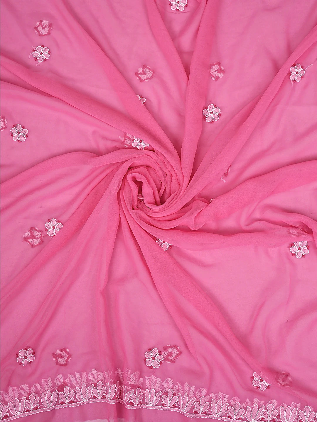 Ada Hand Embroidered Brink Pink Georgette Lucknowi Chikankari Unstitched Suit Piece 01A867446