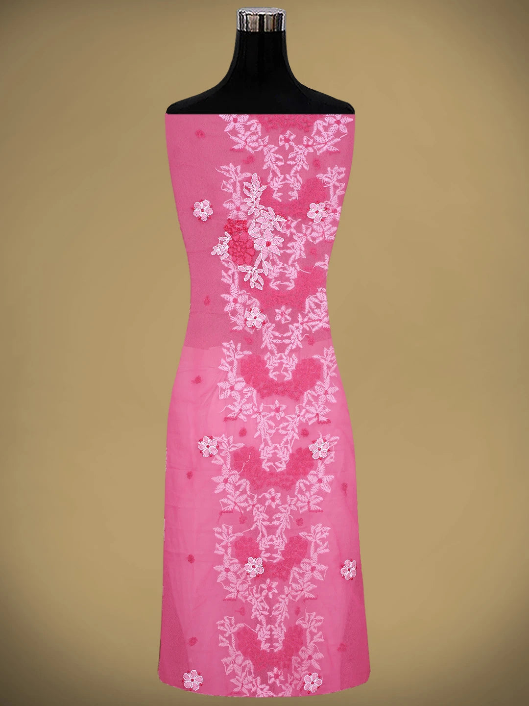Ada Hand Embroidered Brink Pink Georgette Lucknowi Chikankari Unstitched Suit Piece 01A867446