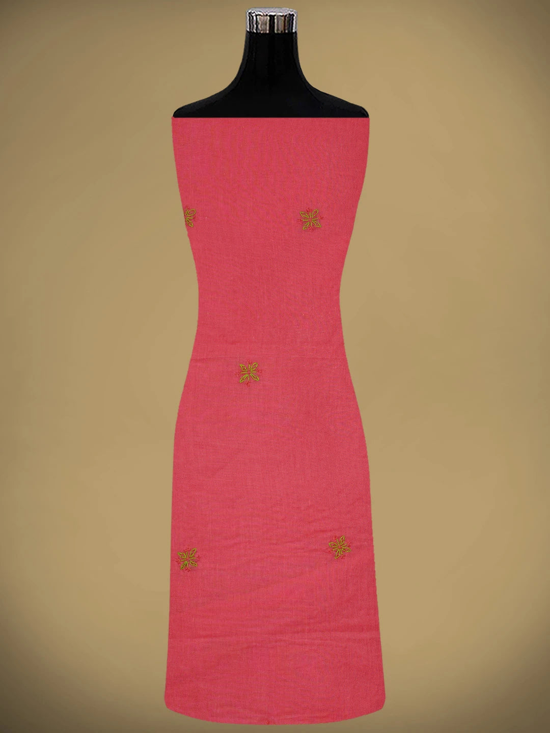 Ada Hand Embroidered Vermilion Red Cotton Lucknowi Chikankari Unstitched Suit Piece 01A893868