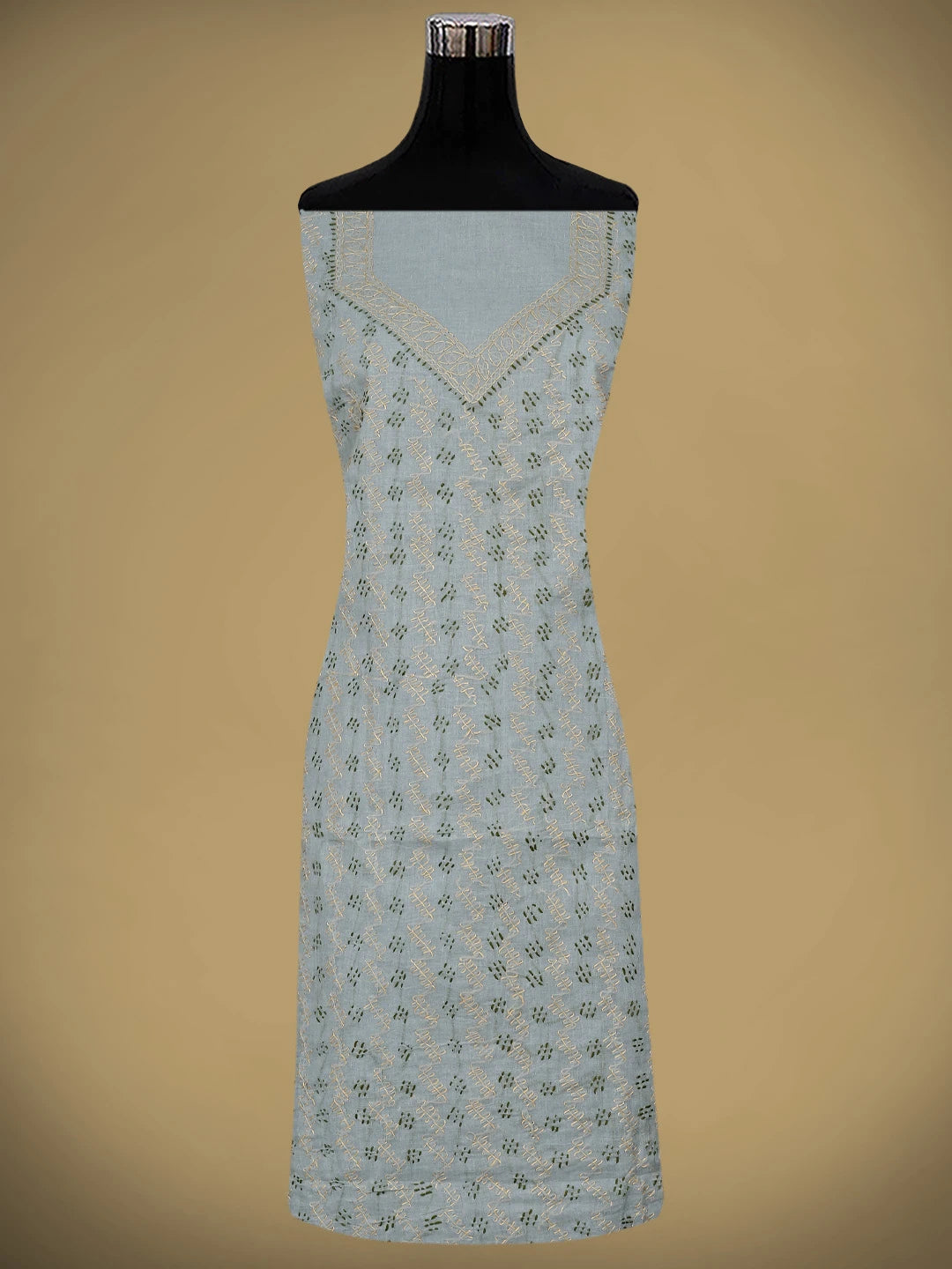 Ada Hand Embroidered Grey Cotton Lucknowi Chikankari Unstitched Suit Piece 01A893900