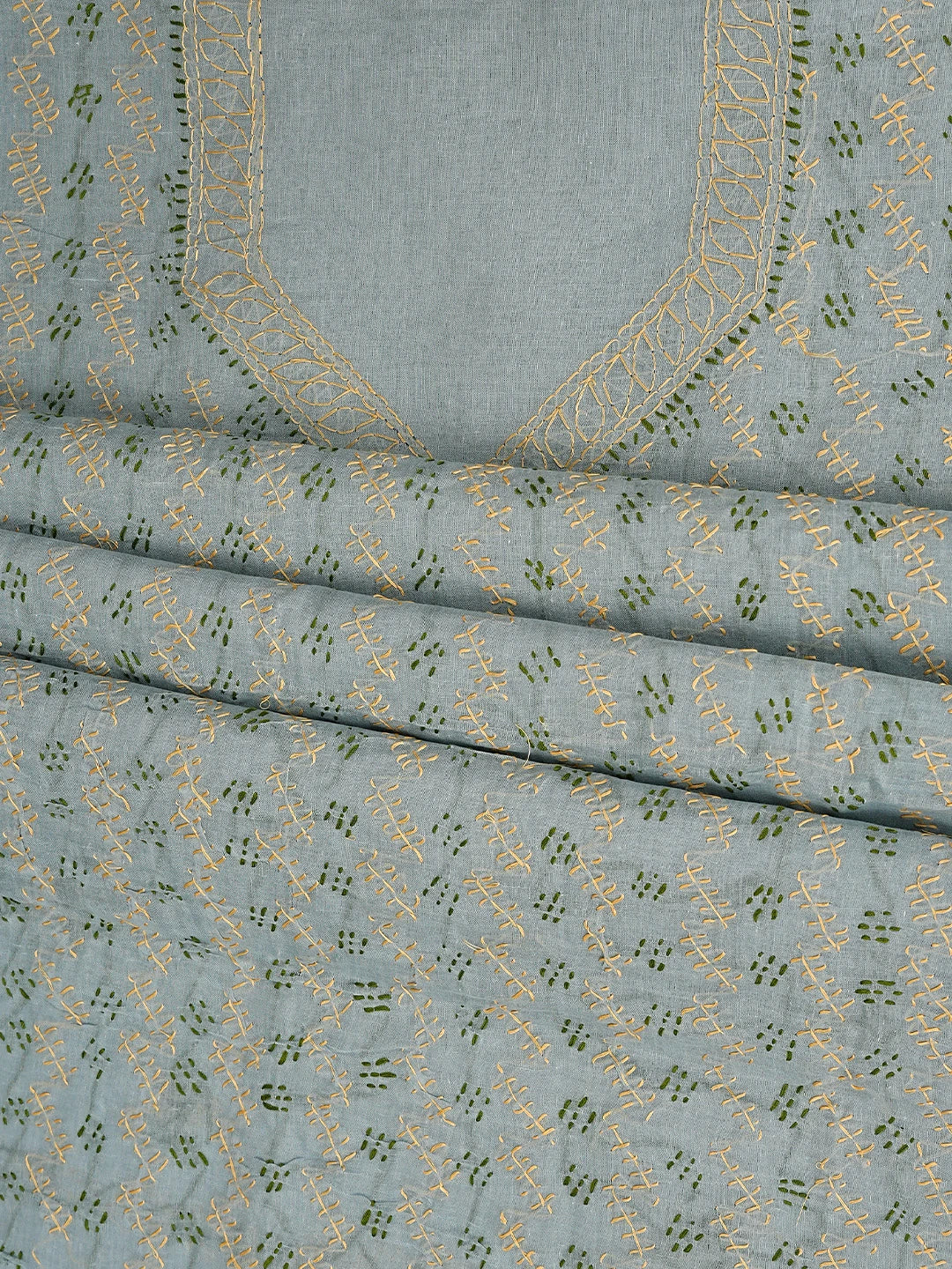 Ada Hand Embroidered Grey Cotton Lucknowi Chikankari Unstitched Suit Piece 01A893900