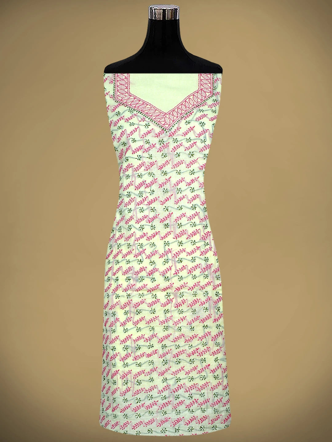 Ada Hand Embroidered Lemon Cotton Lucknowi Chikankari Unstitched Suit Piece 01A893898