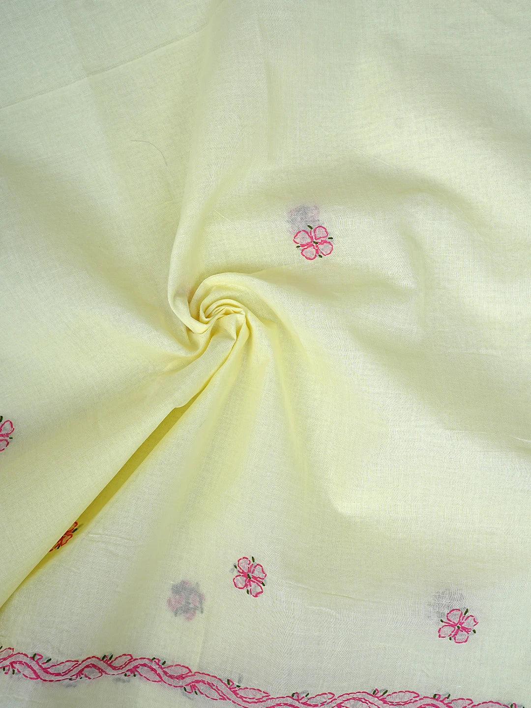 Ada Hand Embroidered Lemon Cotton Lucknowi Chikankari Unstitched Suit Piece 01A893898