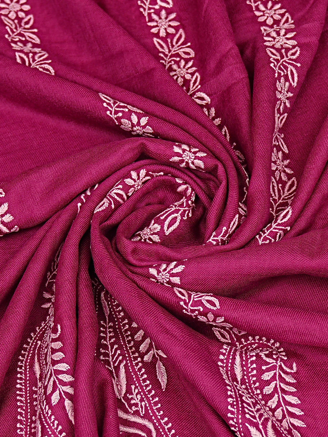 Ada Hand Embroidered Onion Pink Pashmina Lucknowi Chikankari Shawl 01A897293