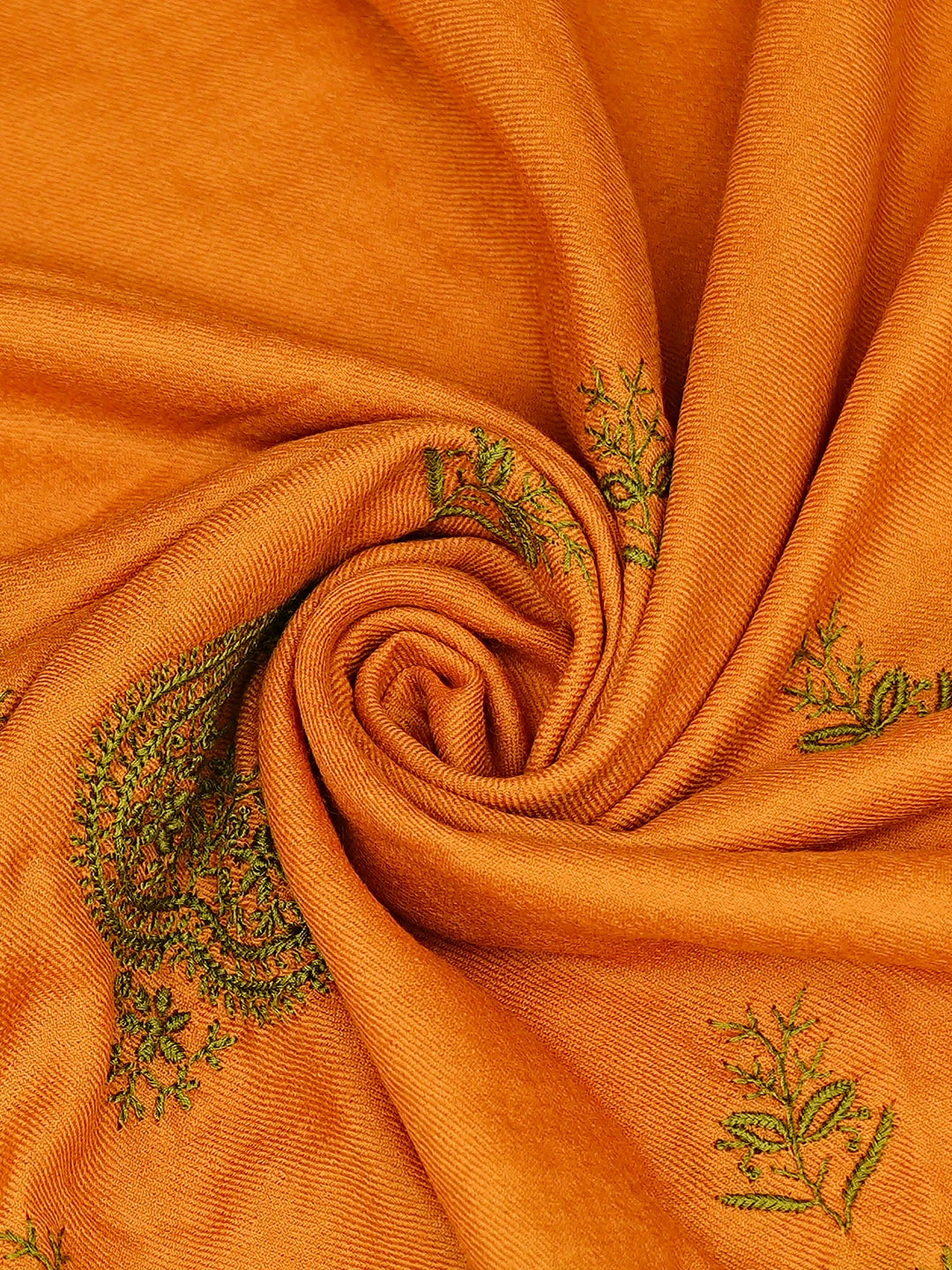 Ada Hand Embroidered Mustard Pashmina Lucknowi Chikankari Teen Taar Shawl 01A897269