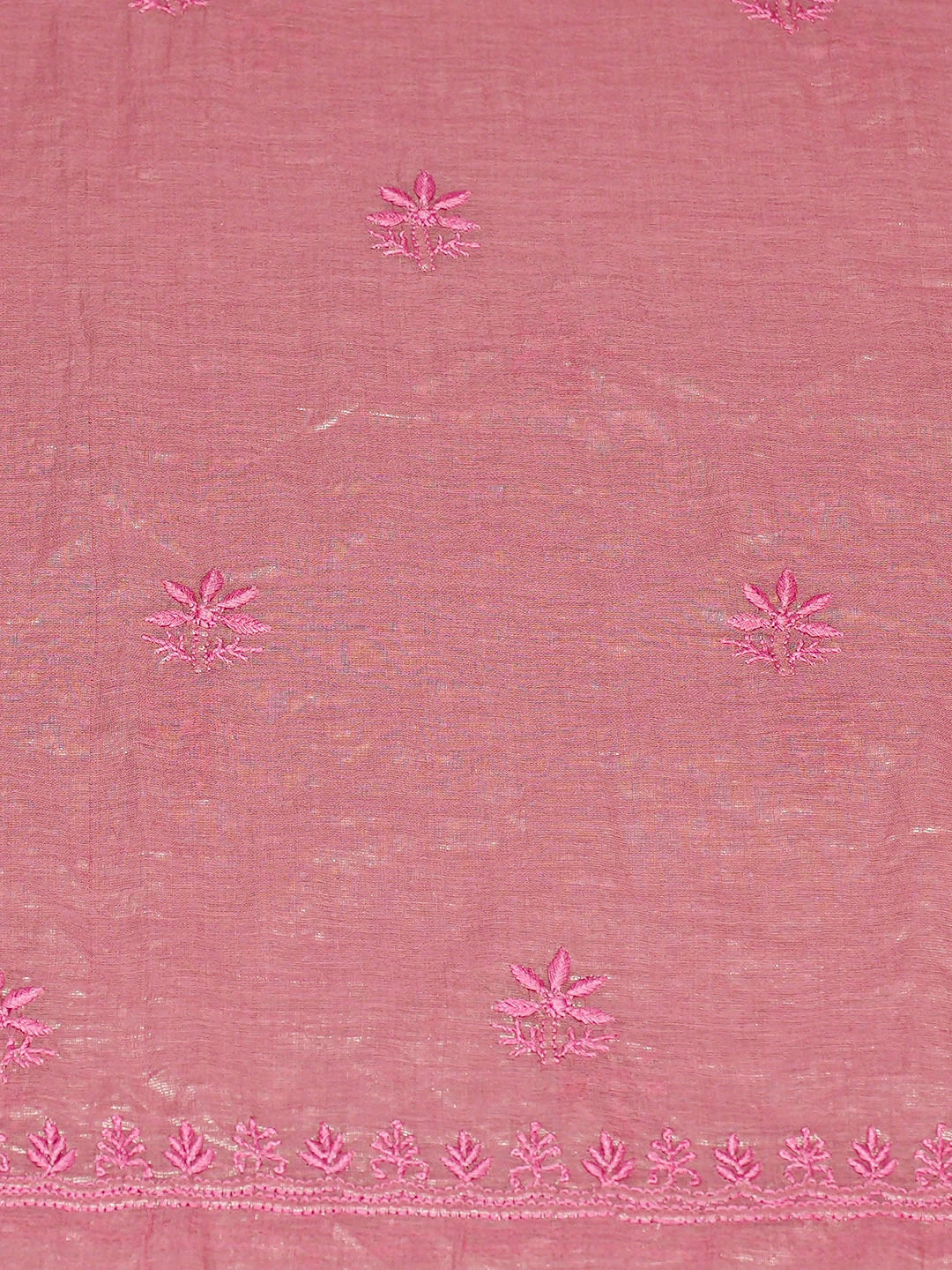Ada Hand Embroidered Pink Tissue Lucknowi Chikankari Unstitched Kurta Dupatta Set 01A810658