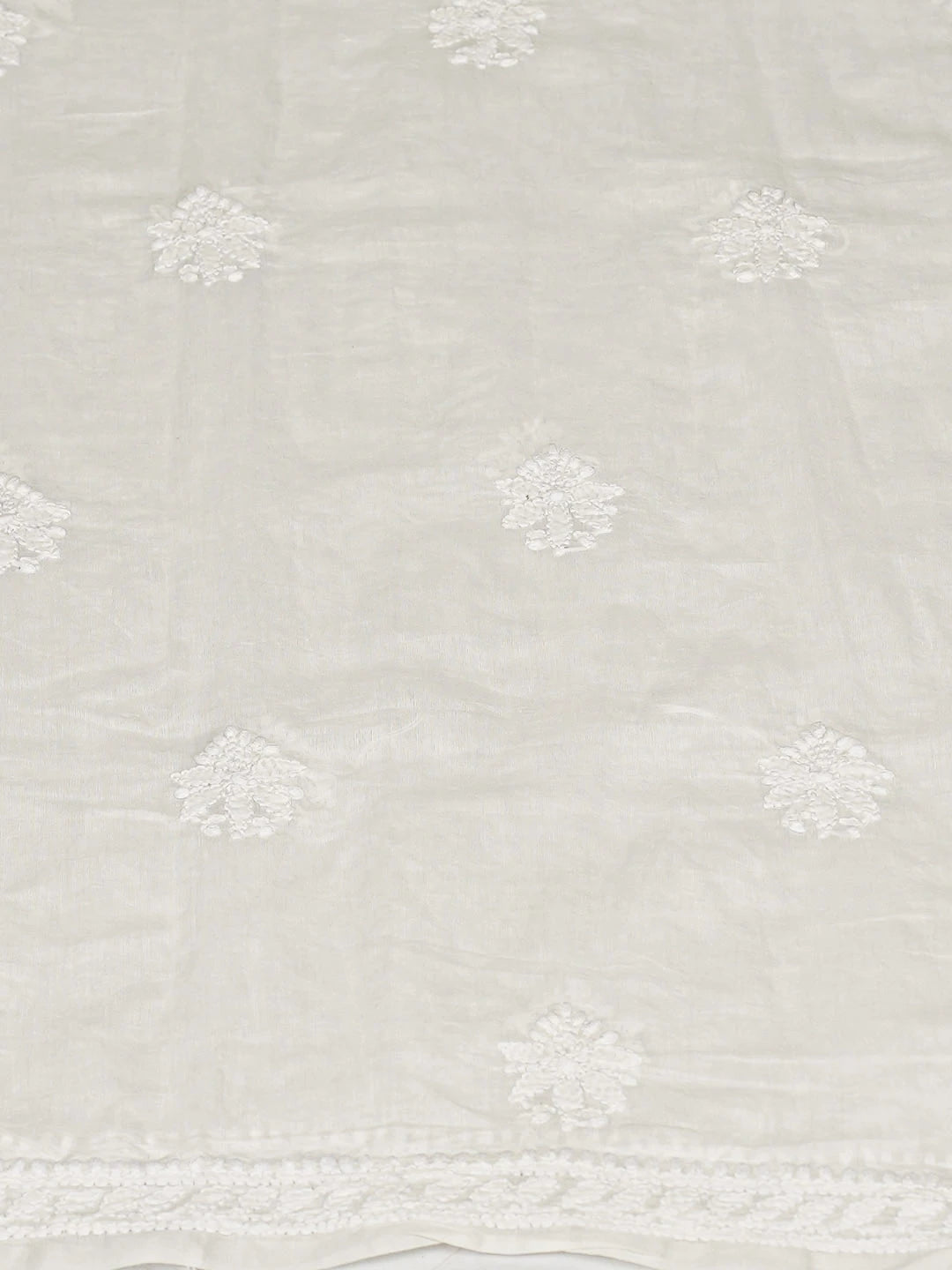 Ada Hand Embroidered White Chanderi Lucknowi Chikankari Kurta Dupatta Set 01A8890071