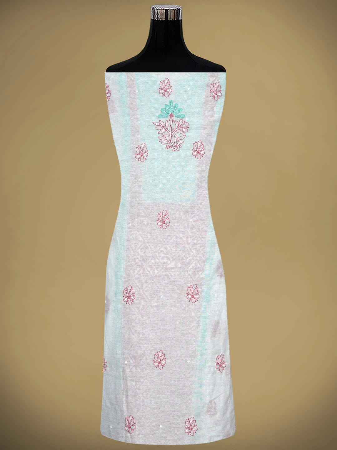Ada Hand Embroidered White Chanderi Lucknowi Chikankari Kurta Dupatta Set with Pearl & Sequinned Work 01A897639