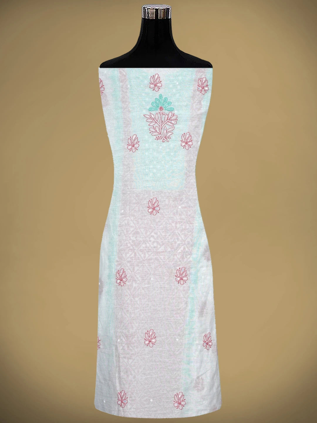 Ada Hand Embroidered White Chanderi Lucknowi Chikankari Kurta Dupatta Set with Pearl & Sequinned Work 01A897639