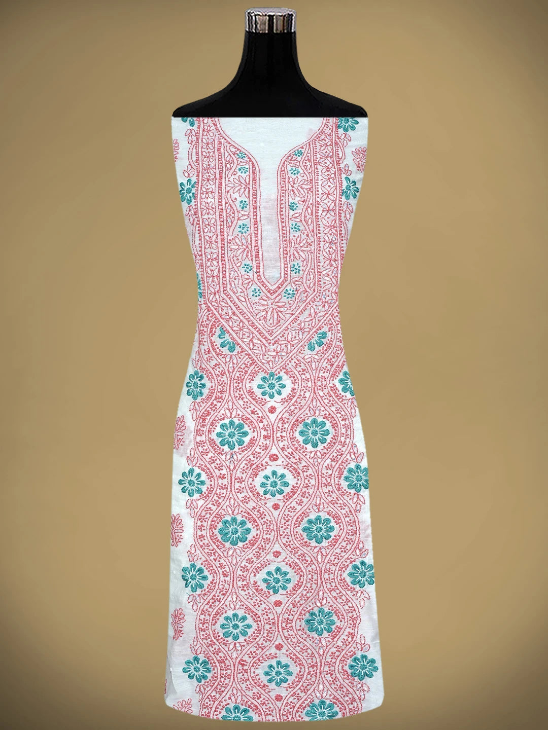 Ada Hand Embroidered White Chanderi Lucknowi Chikankari Kurta Dupatta Set with Pearl & Sequinned Work 01A897637