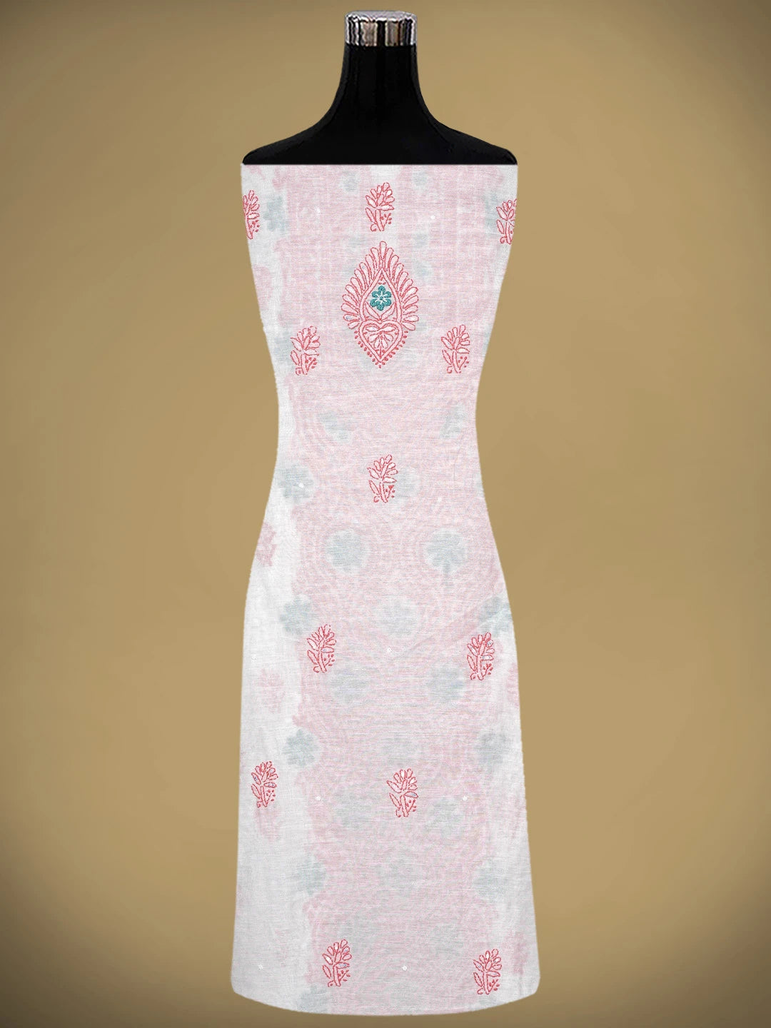 Ada Hand Embroidered White Chanderi Lucknowi Chikankari Kurta Dupatta Set with Pearl & Sequinned Work 01A897637