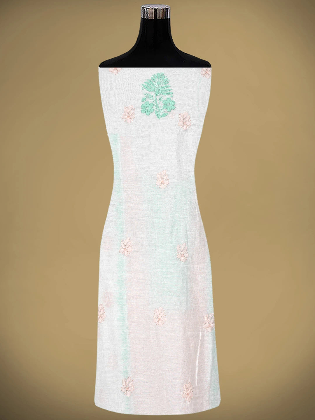 Ada Hand Embroidered Beige Chanderi Lucknowi Chikankari Kurta Dupatta Set 01A897642