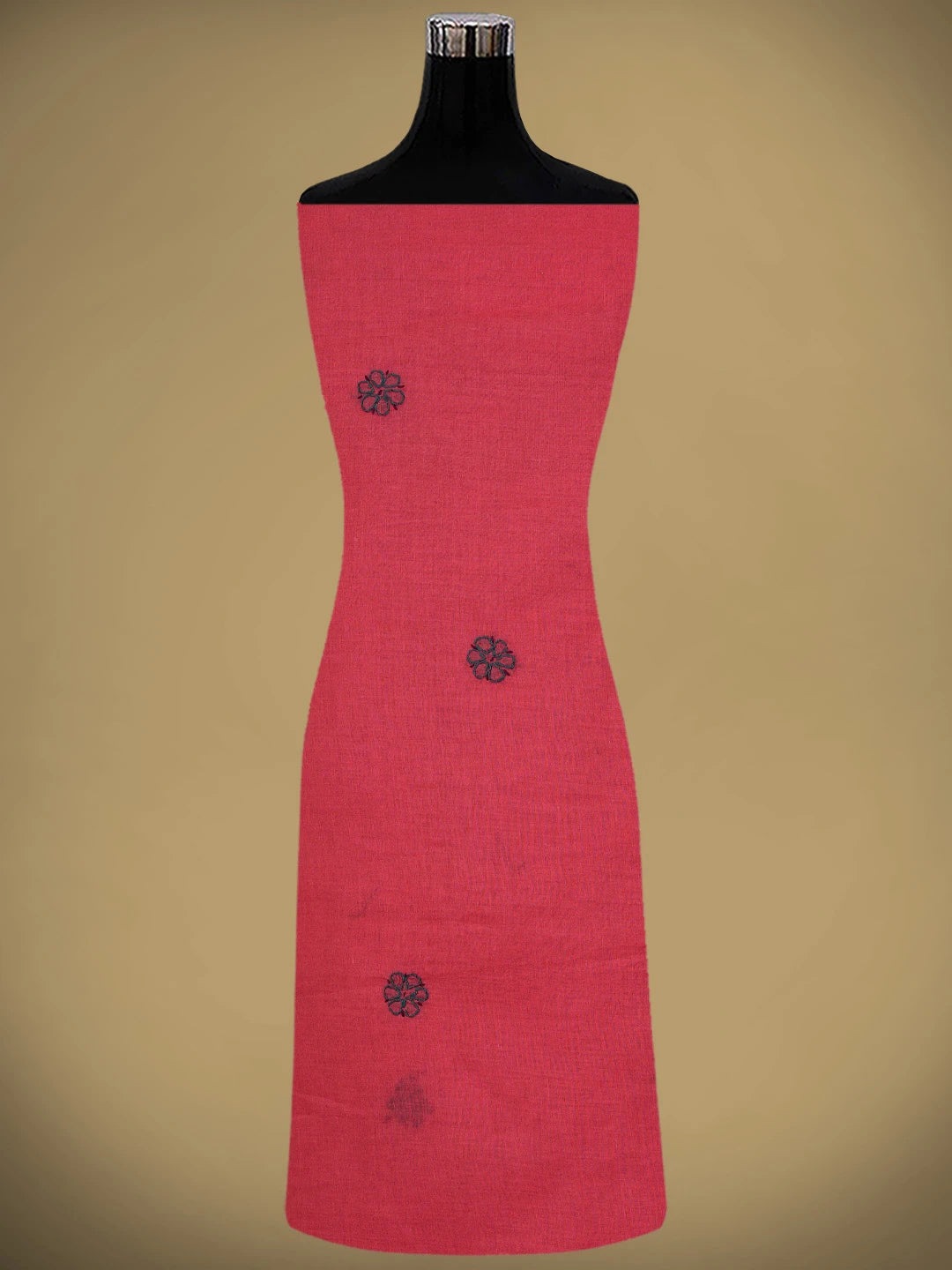 Ada Hand Embroidered Red Cotton Lucknowi Chikankari Unstitched Suit Piece 01A893872