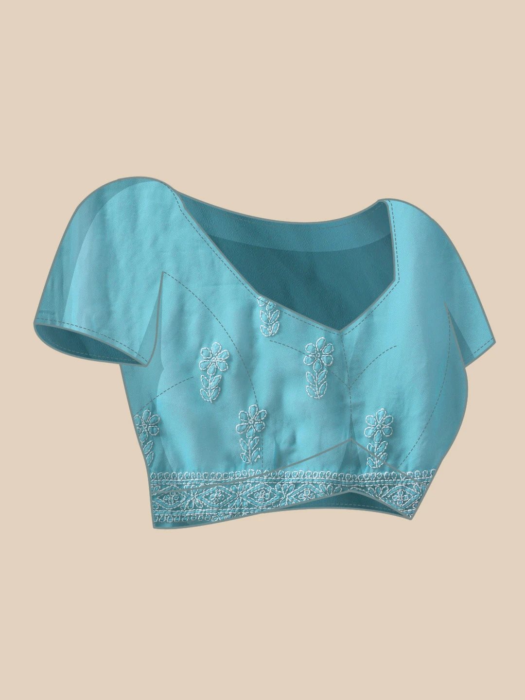 Ada Hand Embroidered Blue Georgette Lucknowi Chikankari Saree With Blouse A130227