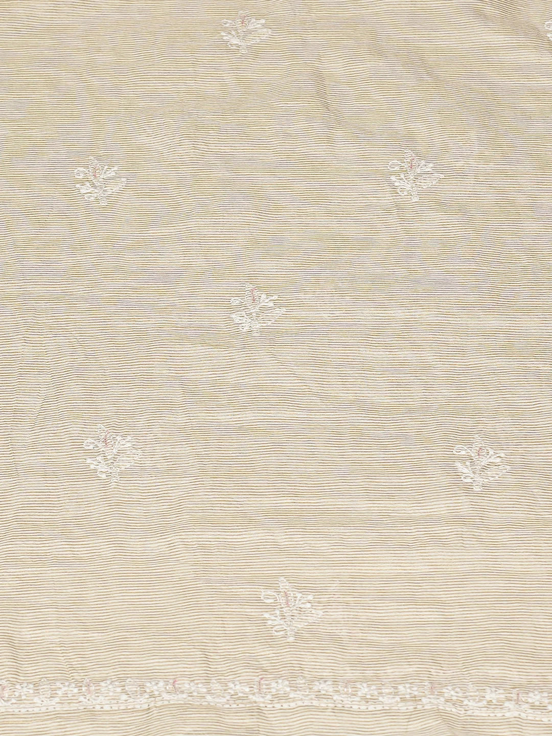 Ada Hand Embroidered Fawn Tissue Lucknowi Chikankari Unstitched Kurta Dupatta Set With Cutdana Work 01A888874