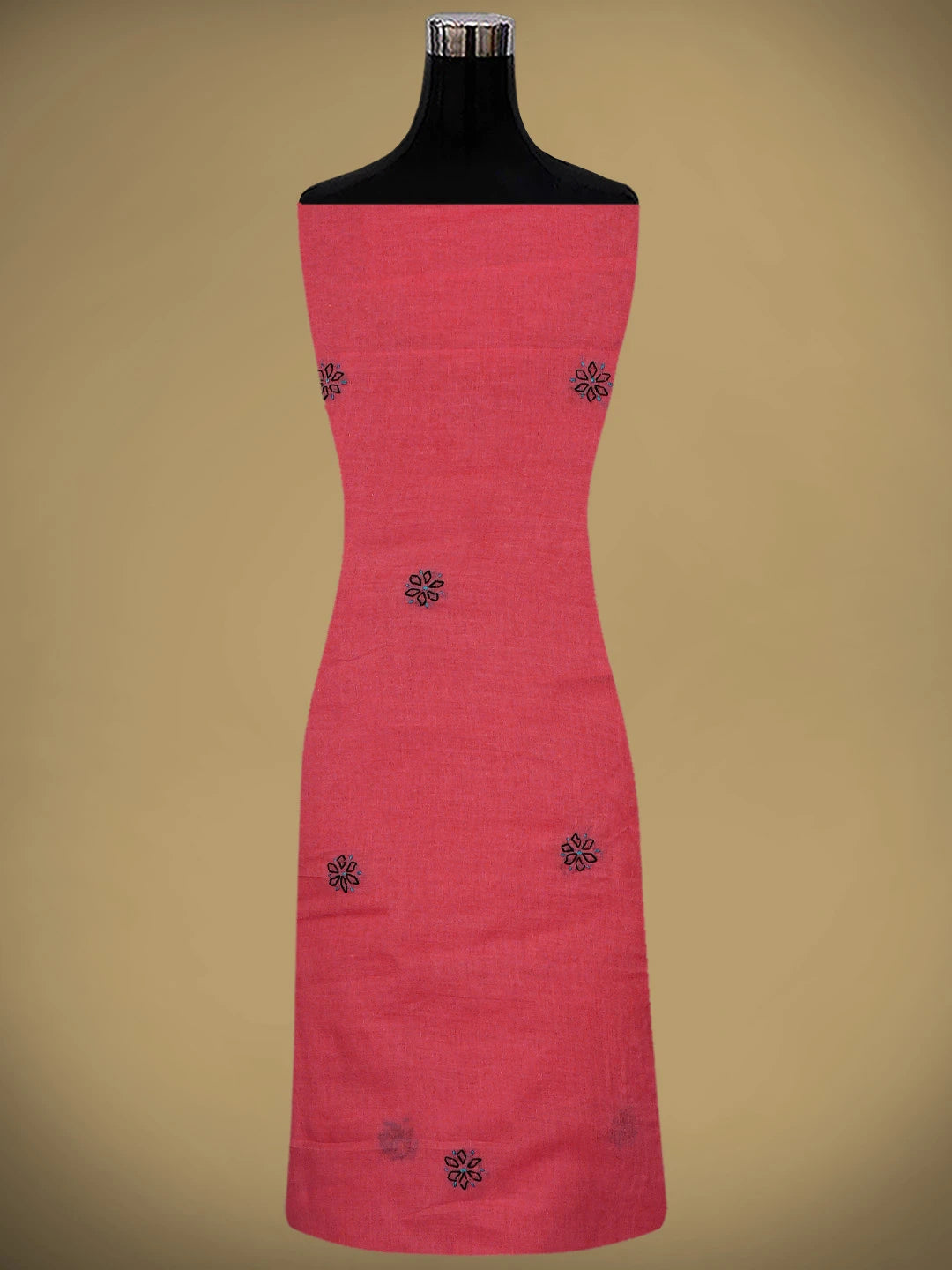 Ada Hand Embroidered Red Cotton Lucknowi Chikankari Unstitched Suit Piece 01A893867