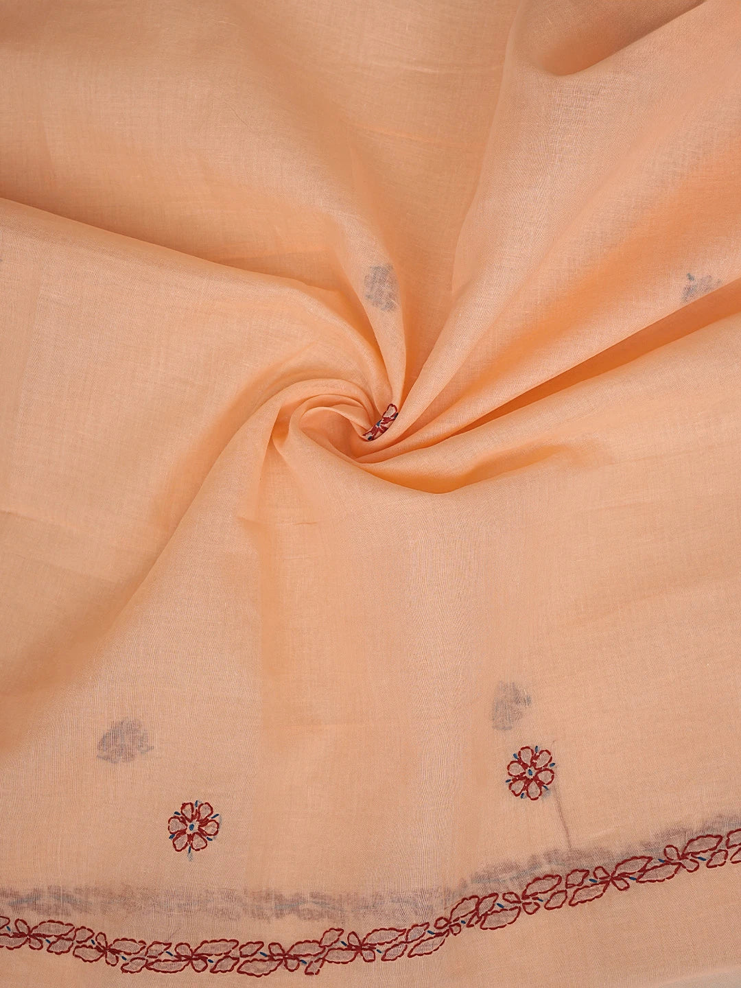 Ada Hand Embroidered Peach Cotton Lucknowi Chikankari Unstitched Suit Piece 01A893904