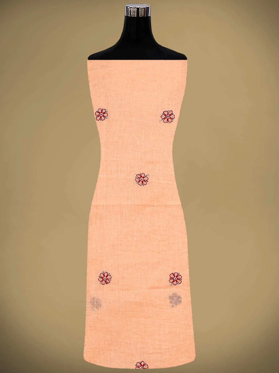 Ada Hand Embroidered Peach Cotton Lucknowi Chikankari Unstitched Suit Piece 01A893904