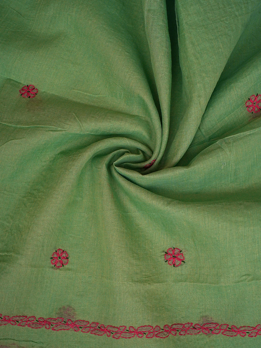 Ada Hand Embroidered Green Cotton Lucknowi Chikankari Unstitched Suit Piece 01A893908