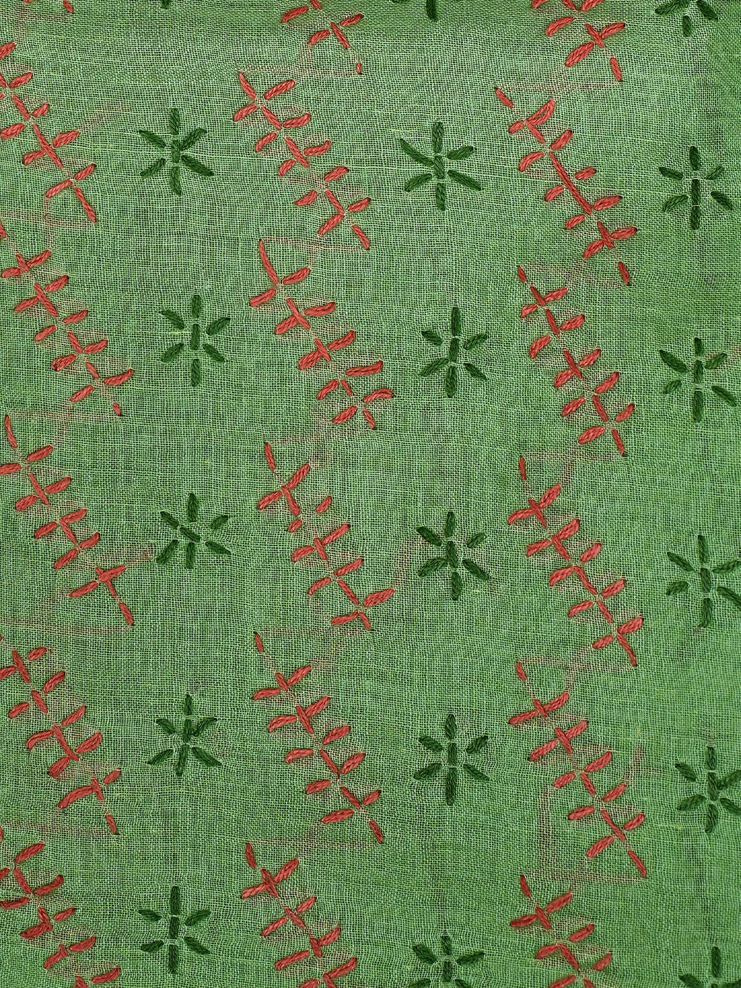Ada Hand Embroidered Green Cotton Lucknowi Chikankari Unstitched Suit Piece 01A893908