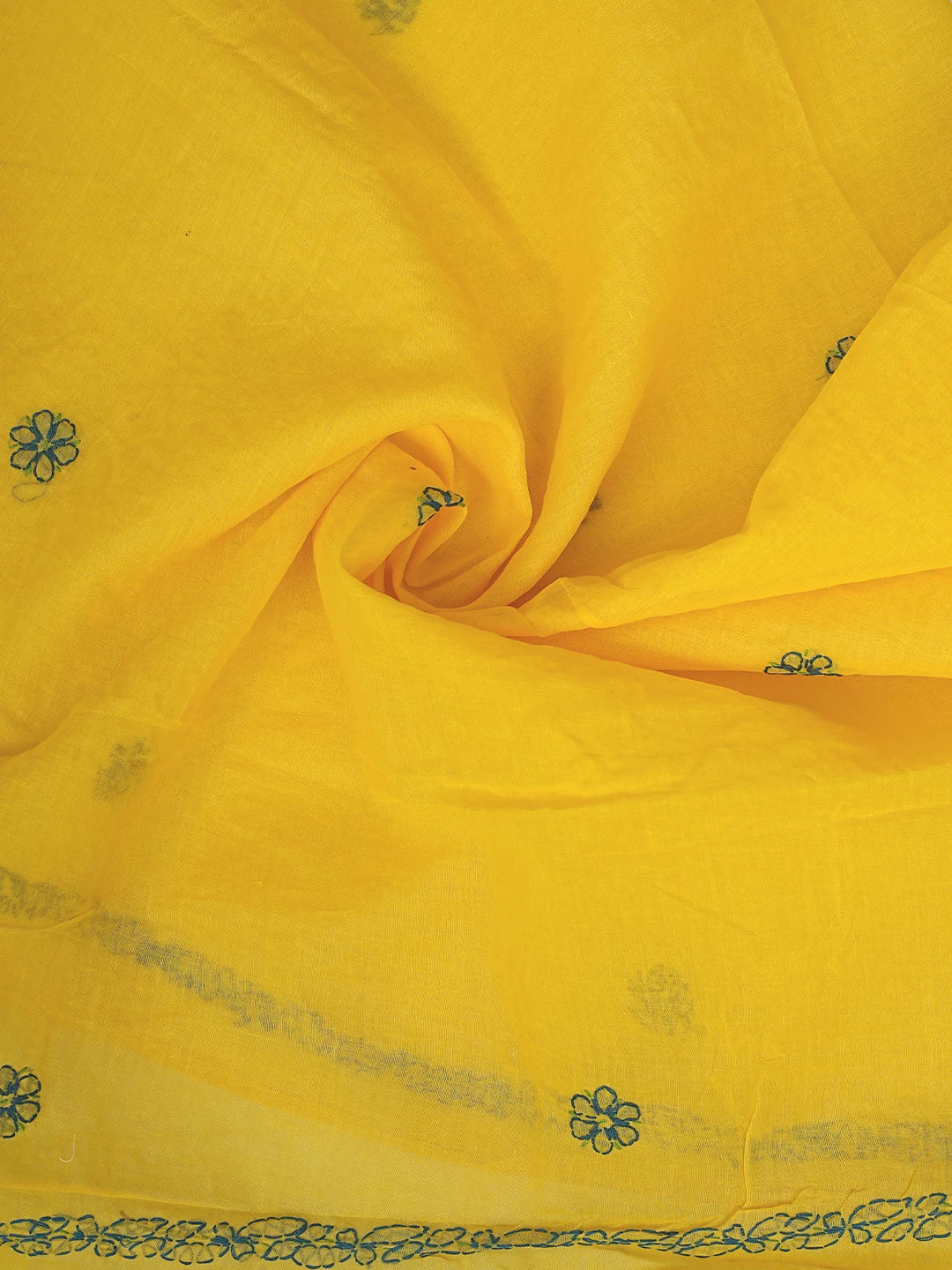 Ada Hand Embroidered Yellow Cotton Lucknowi Chikankari Unstitched Suit Piece 01A893886