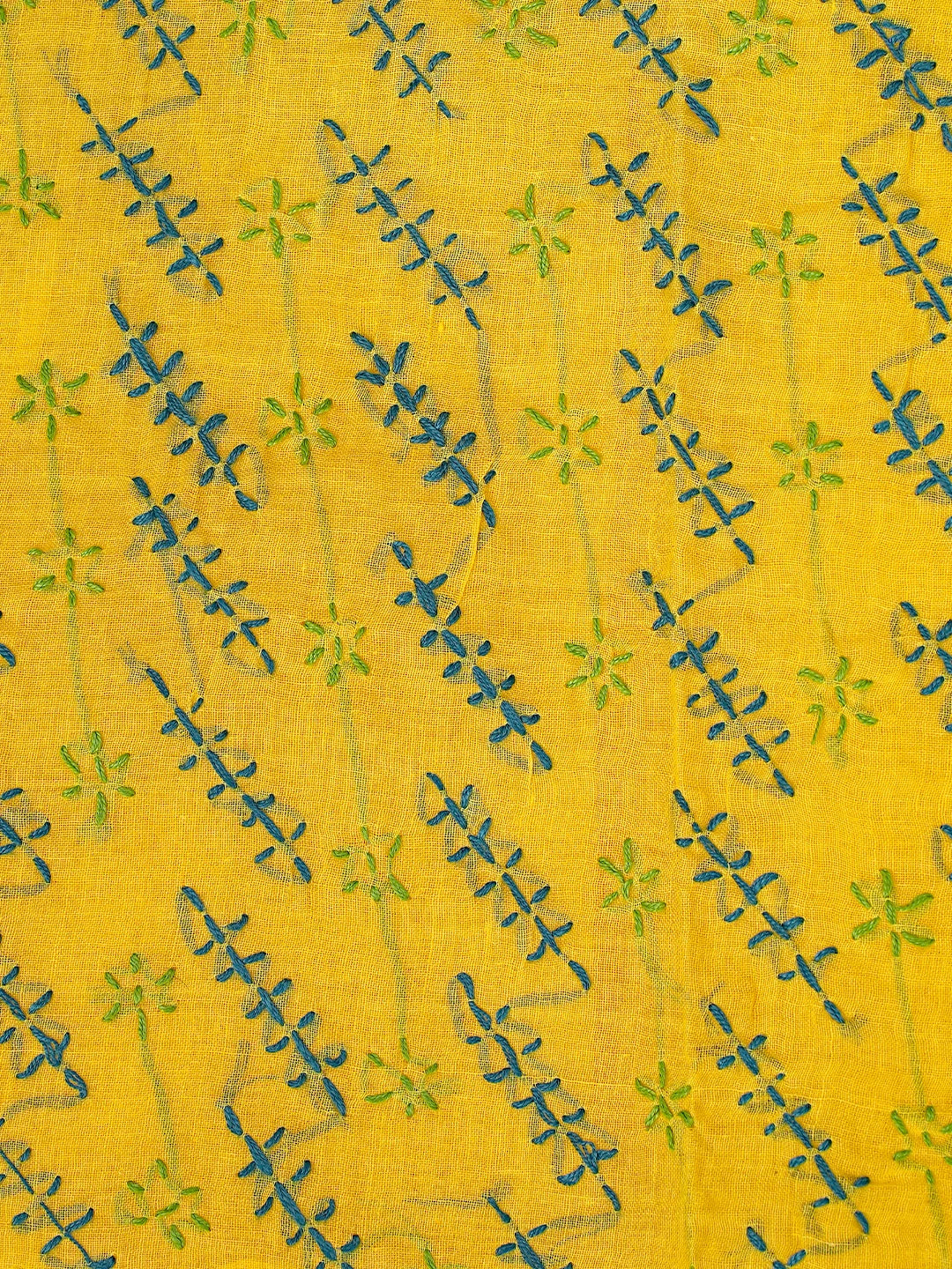Ada Hand Embroidered Yellow Cotton Lucknowi Chikankari Unstitched Suit Piece 01A893886