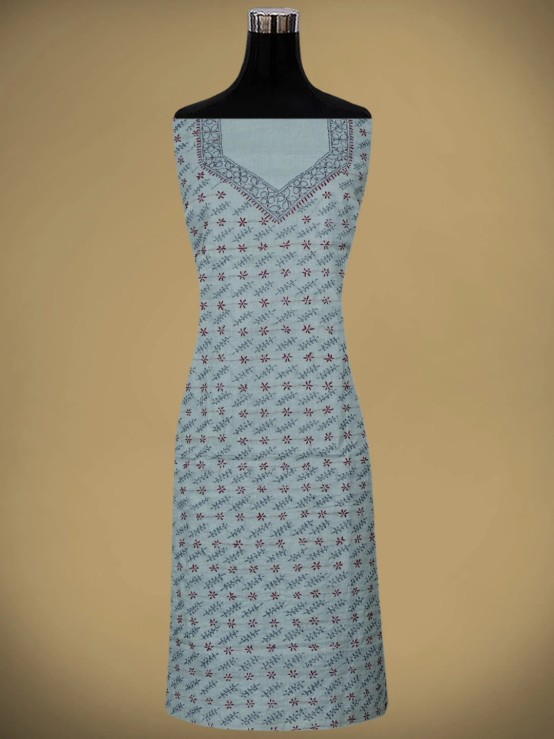 Ada Hand Embroidered Grey Cotton Lucknowi Chikankari Unstitched Suit Piece 01A893901