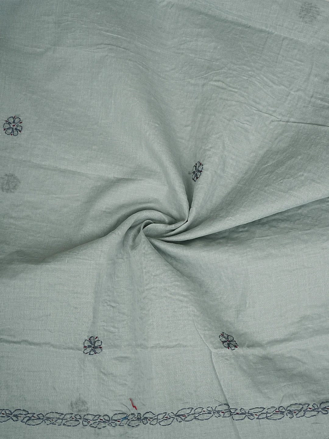 Ada Hand Embroidered Grey Cotton Lucknowi Chikankari Unstitched Suit Piece 01A893901