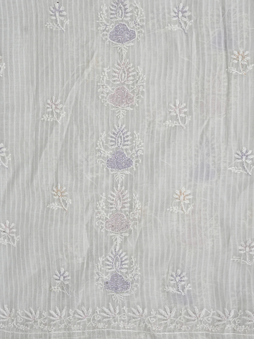 Ada Hand Embroidered Off White Chanderi Lucknowi Chikankari Unstitched Kurta Dupatta Set with Cutdana Work 01A897558
