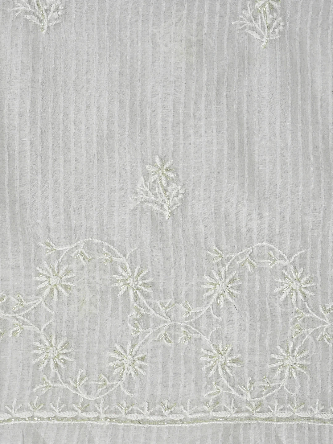 Ada Hand Embroidered Off White Chanderi Lucknowi Chikankari Unstitched Kurta Dupatta Set with Cutdana Work 01A897560