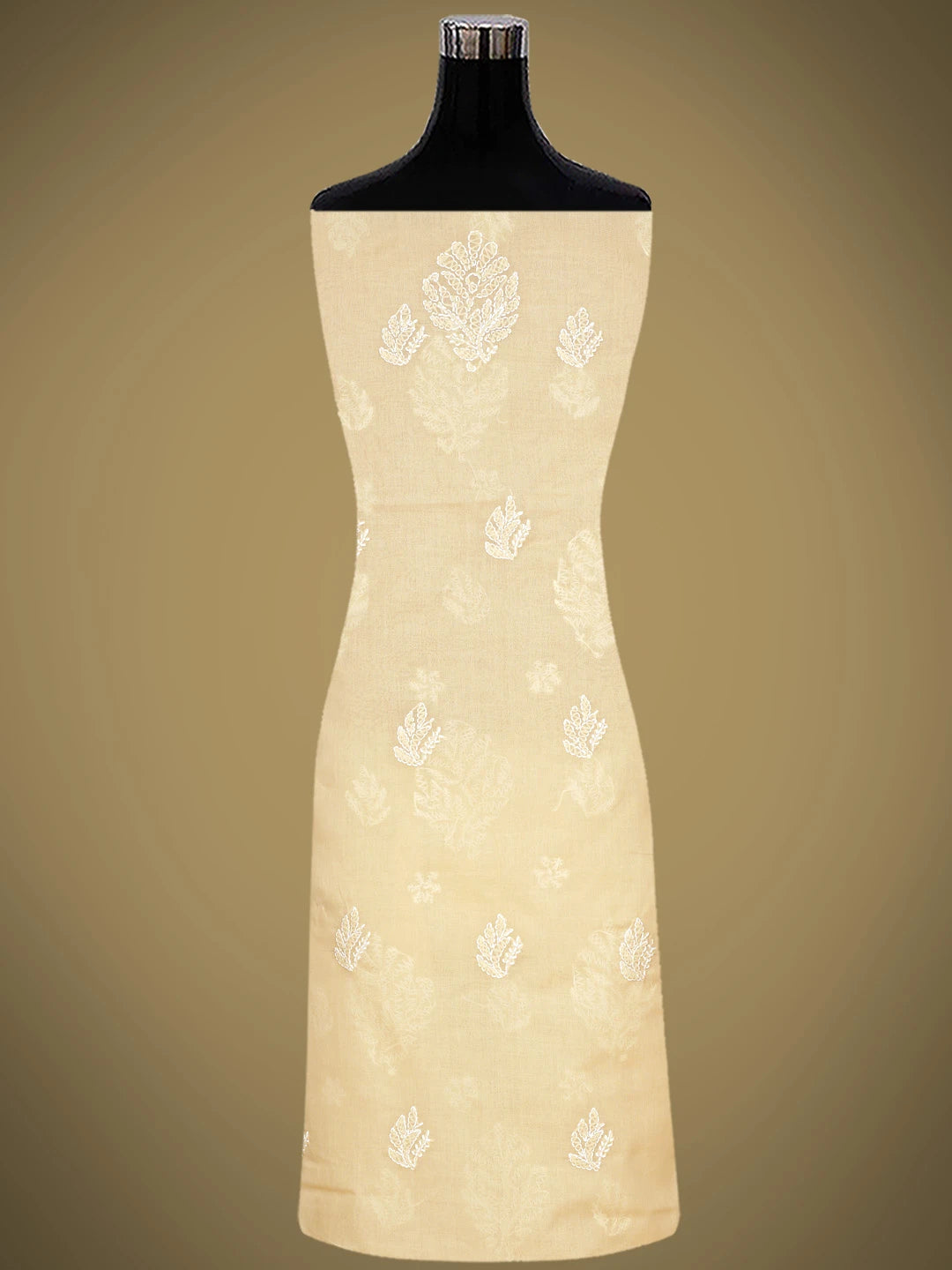 Ada Hand Embroidered Fawn Cotton Lucknowi Chikankari Unstitched Suit Piece 01A853618