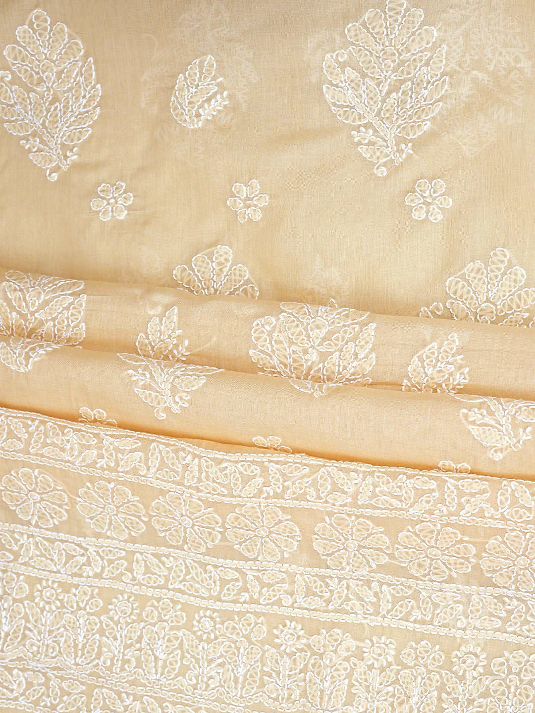 Ada Hand Embroidered Fawn Cotton Lucknowi Chikankari Unstitched Suit Piece 01A853618