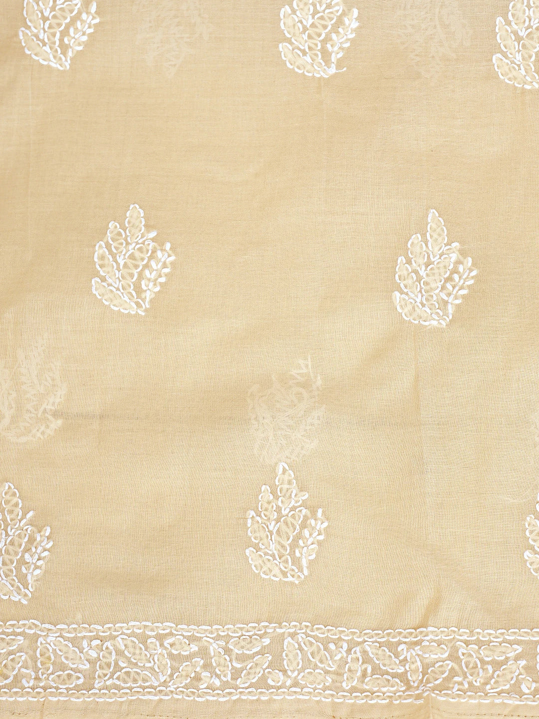 Ada Hand Embroidered Fawn Cotton Lucknowi Chikankari Unstitched Suit Piece 01A853618