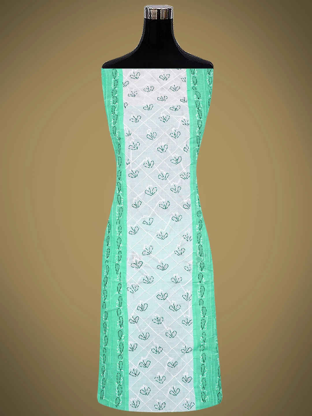 Ada Hand Embroidered Sea Green Cotton Lucknowi Chikankari Unstitched Suit Piece 01A883315