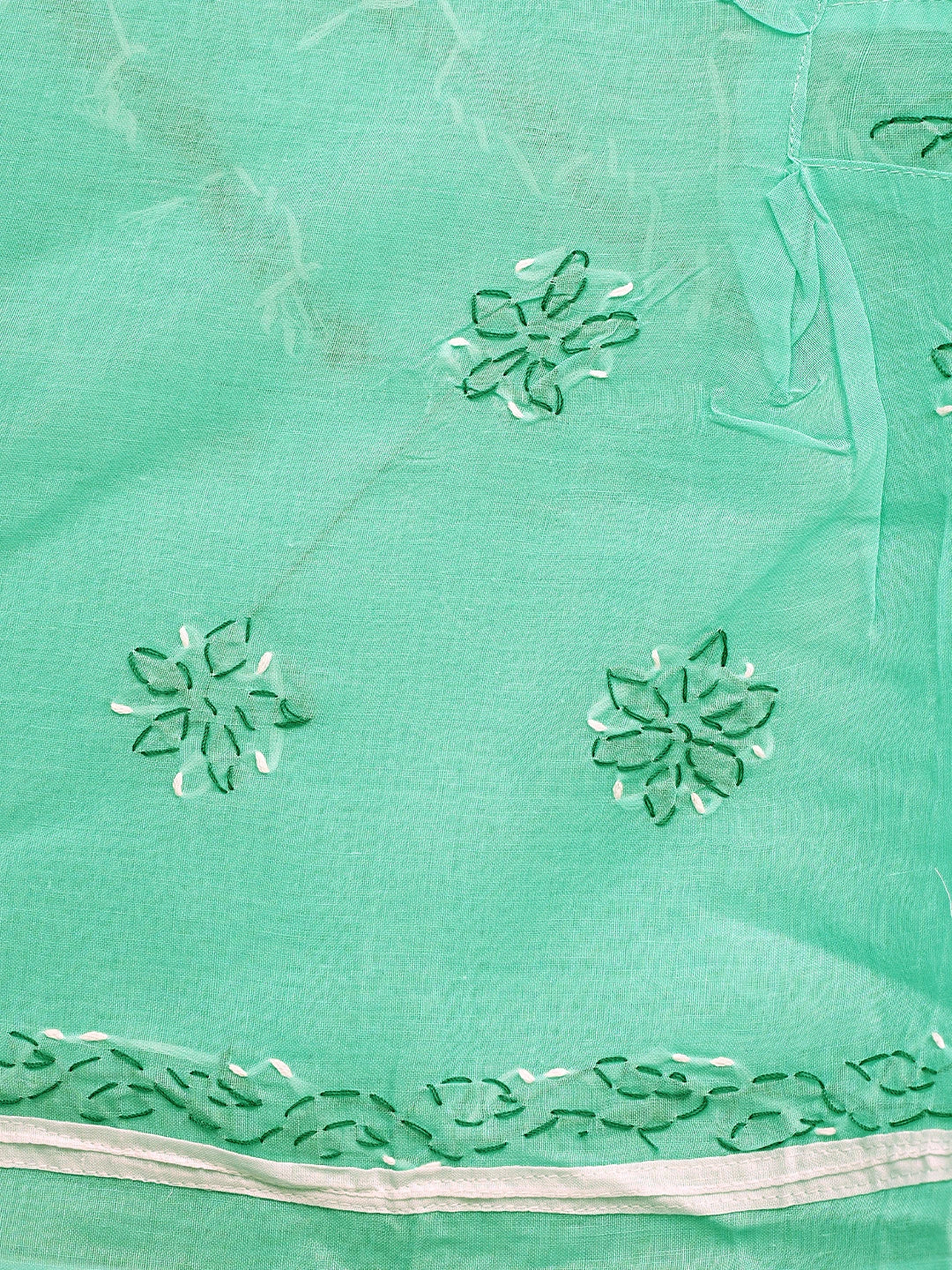Ada Hand Embroidered Sea Green Cotton Lucknowi Chikankari Unstitched Suit Piece 01A883315