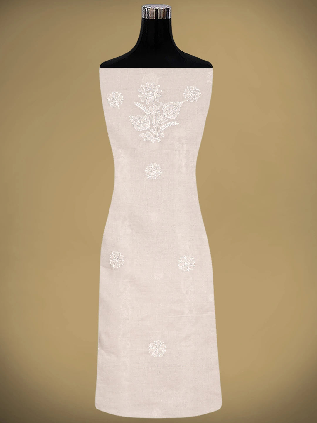 Ada Hand Embroidered Chic Peach Cotton Lucknowi Chikankari Unstitched Suit Piece 01A881415