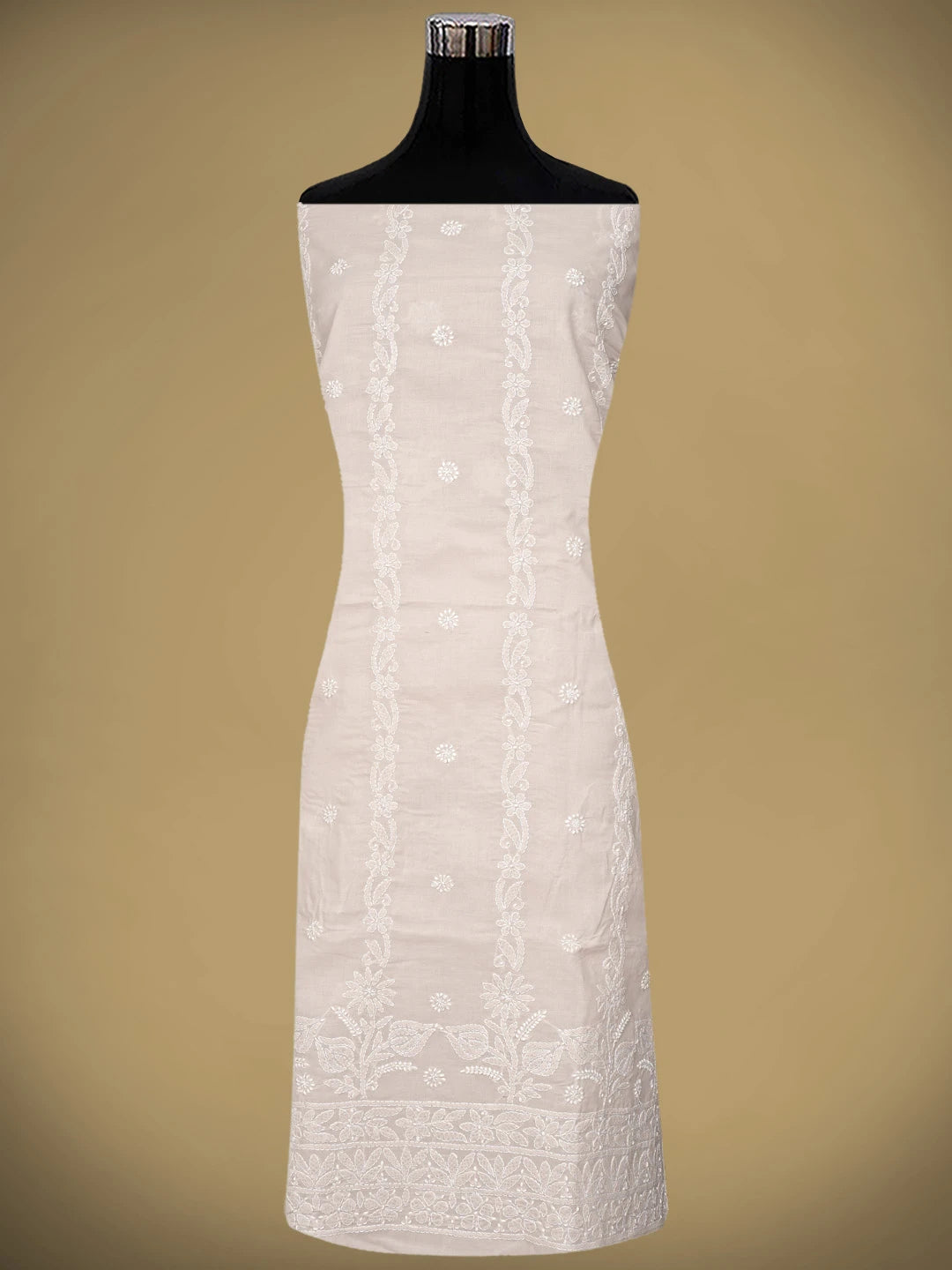 Ada Hand Embroidered Chic Peach Cotton Lucknowi Chikankari Unstitched Suit Piece 01A881415