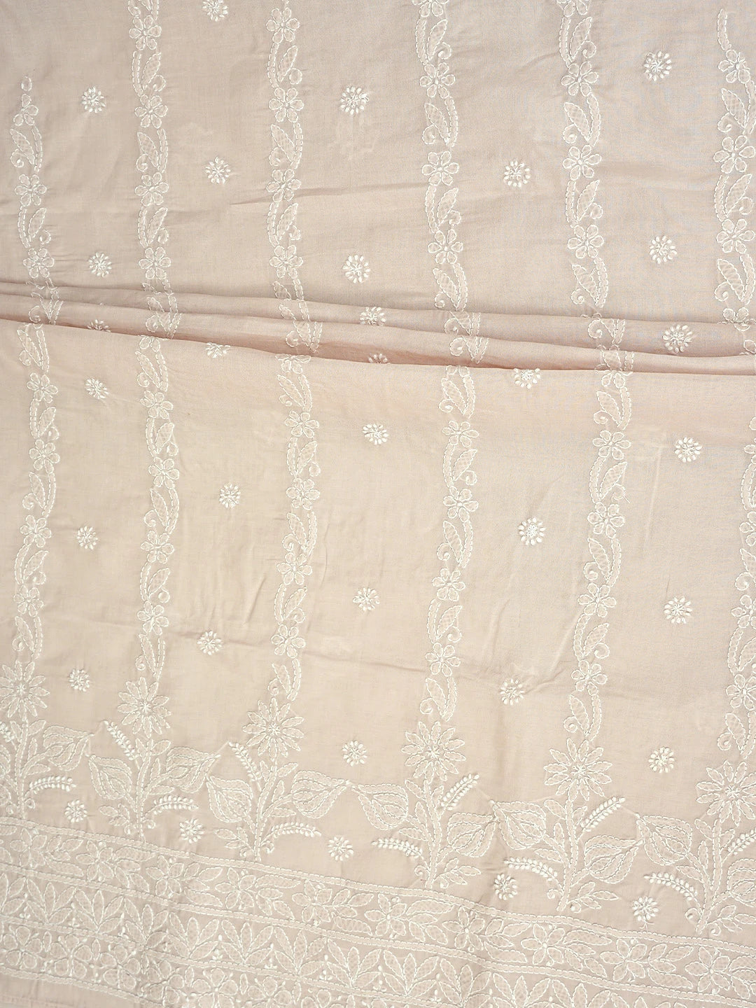 Ada Hand Embroidered Chic Peach Cotton Lucknowi Chikankari Unstitched Suit Piece 01A881415