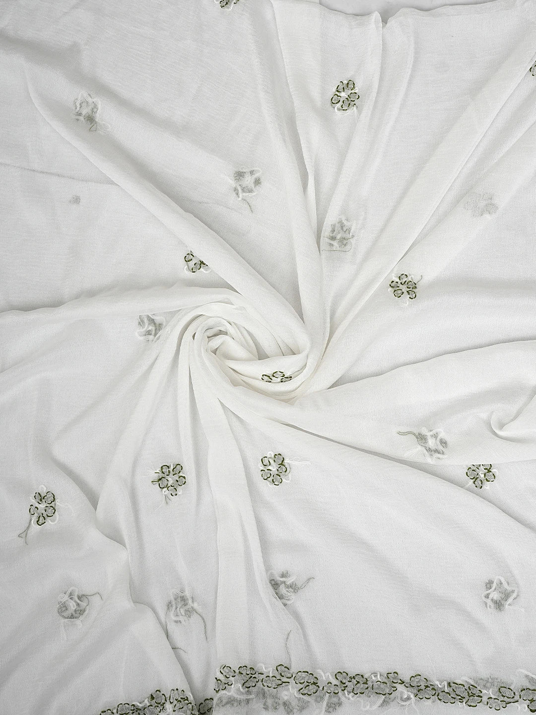 Ada Hand Embroidered Lemon Cotton Lucknowi Chikankari Unstitched Suit Piece with Chiffon Dupatta 01A880882