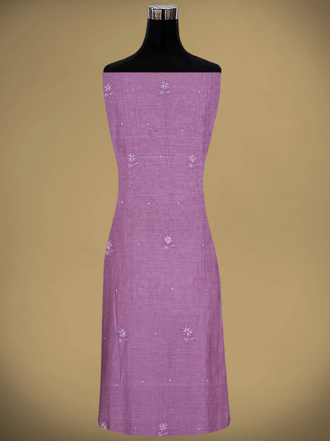 Ada Hand Embroidered Dusty Lavender Chanderi Lucknowi Chikankari Unstitched Kurta Dupatta Set With Sequinned Work 01A778609