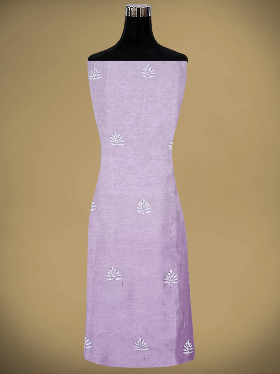 Ada Hand Embroidered Mauve Chanderi Lucknowi Chikankari Unstitched Kurta Dupatta Set With Muqaish Work 01A380638