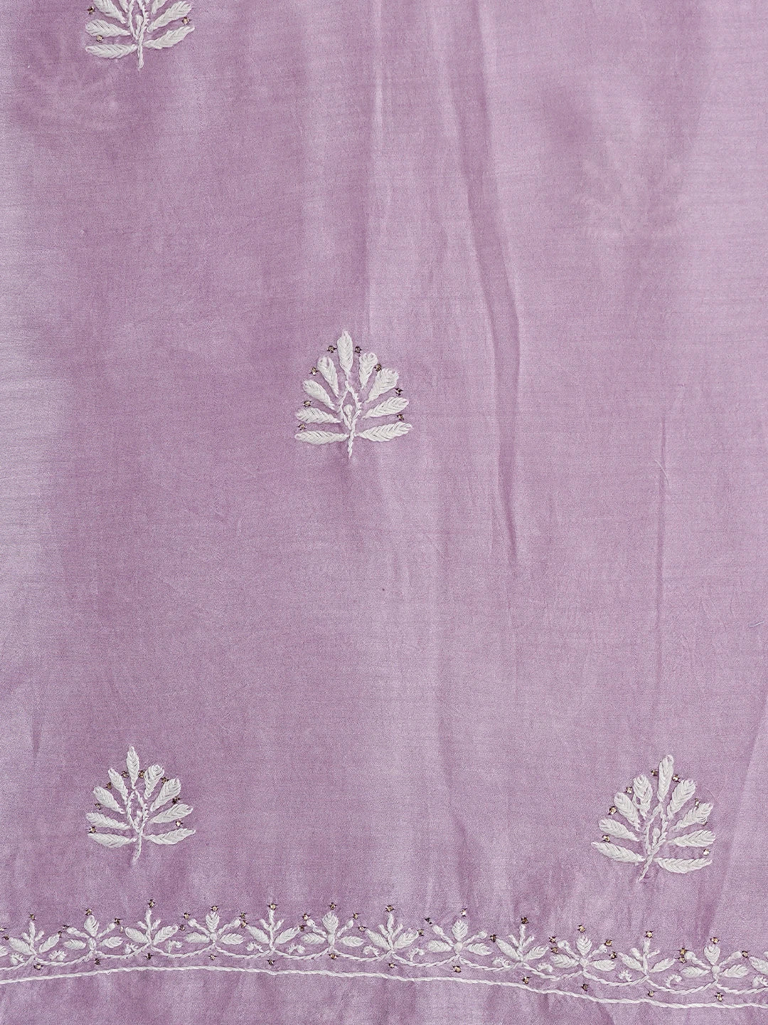 Ada Hand Embroidered Mauve Chanderi Lucknowi Chikankari Unstitched Kurta Dupatta Set With Muqaish Work 01A380638