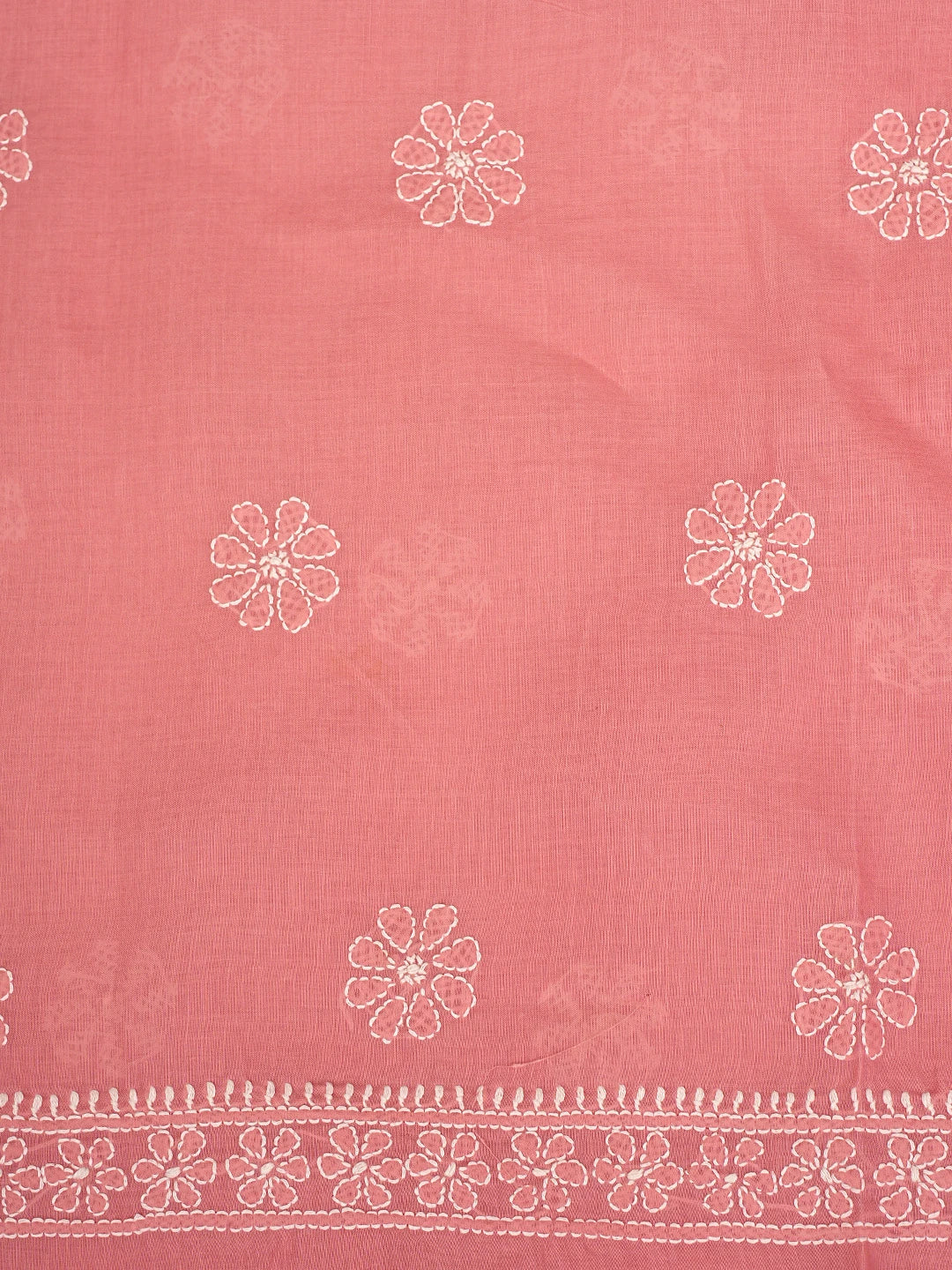 Ada Hand Embroidered Peach Cotton Lucknowi Chikankari Unstitched Suit Piece 01A881405