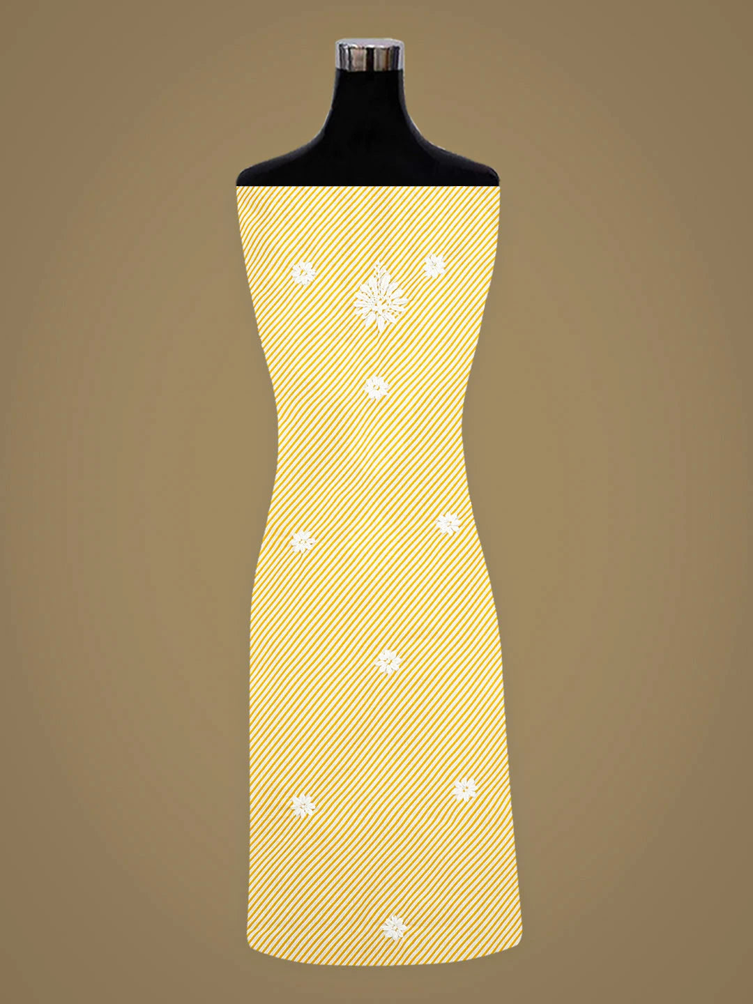 Ada Hand Embroidered Yellow Cotton Lucknowi Chikankari Unstitched Kurta Piece 01A893305