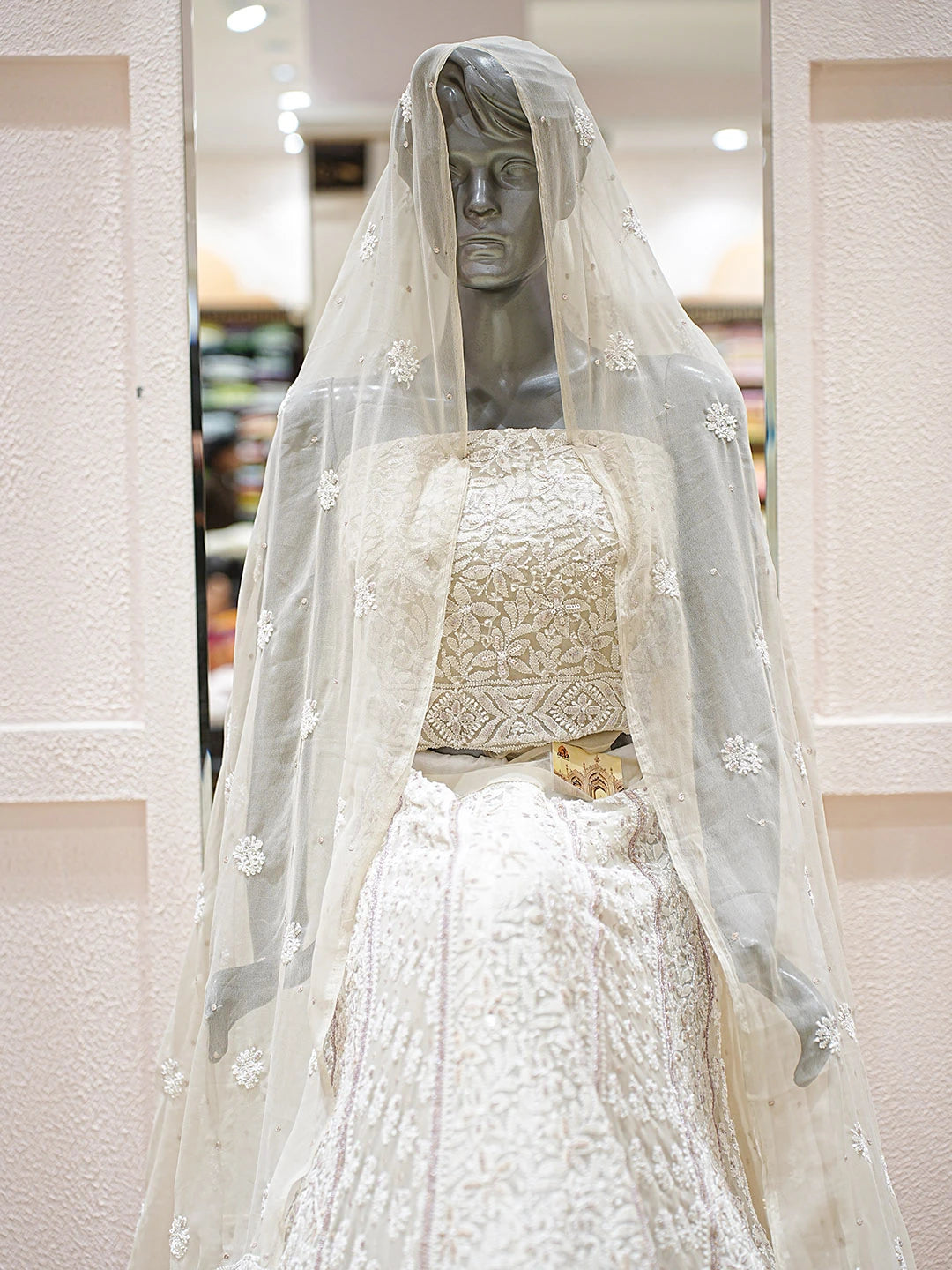 Ada Hand Embroidered Fawn Georgette Lucknowi Chikankari Lehenga Set With Pearl Work 01A896453