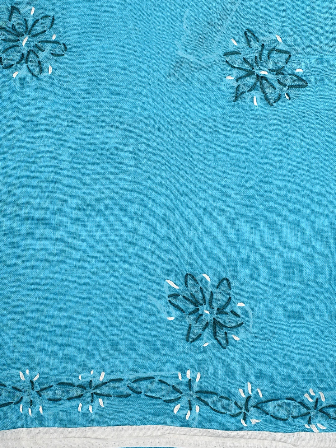 Ada Hand Embroidered Blue Cotton Lucknowi Chikankari Unstitched Suit Piece with Chiffon Dupatta 01A883317