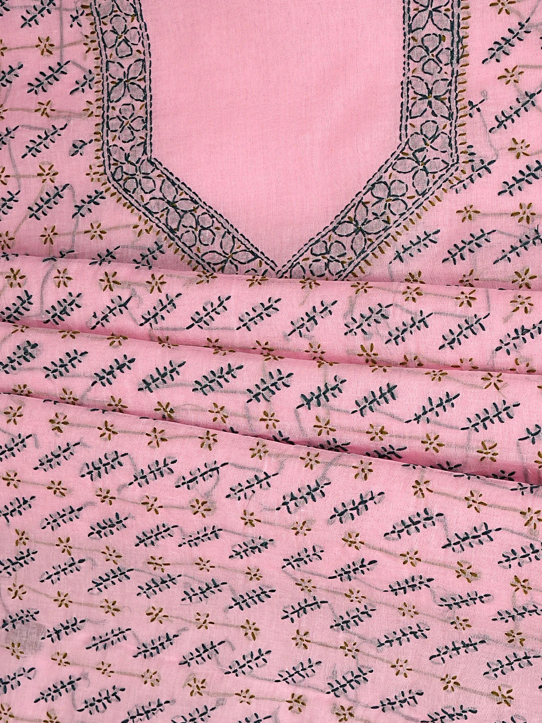 Ada Hand Embroidered Pink Cotton Lucknowi Chikankari Unstitched Suit Piece 01A893879