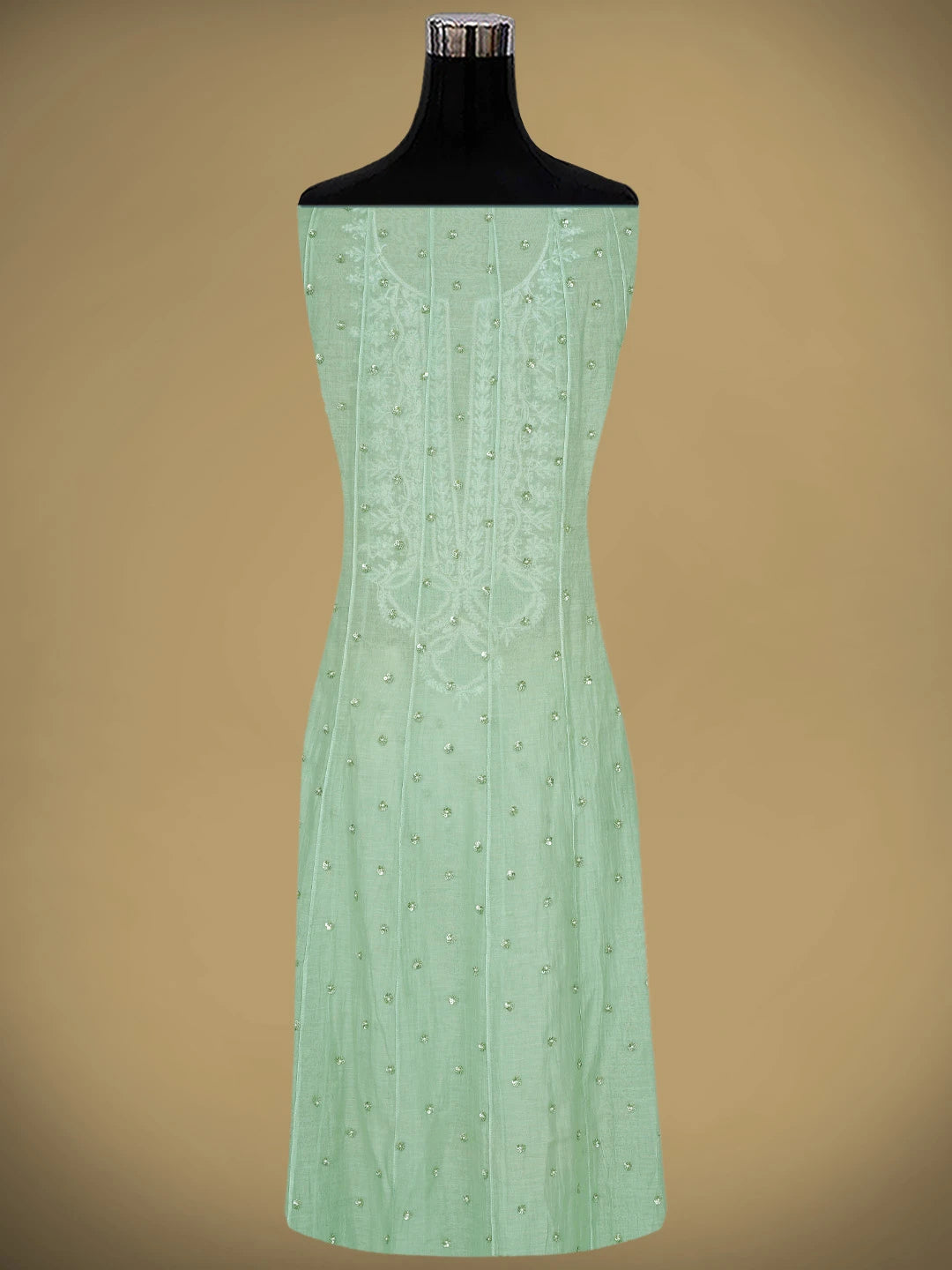 Ada Hand Embroidered Celadon Green Chanderi Lucknowi Chikankari Semi-Stitched Anarkali Kurta Dupatta Set With Pearl Work 01A879015